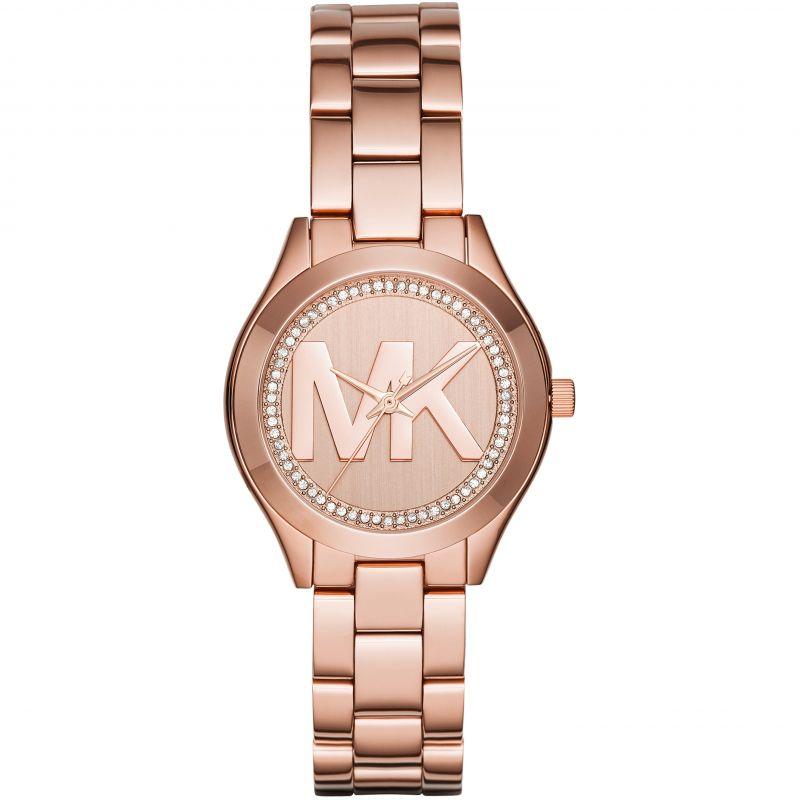 Michael Kors Ladies Mini Slim Runway Rose Gold Watch - MK3549